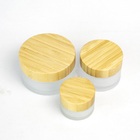 50ml / 1.7oz Frosted Glass Cosmetic Cream Jar With Bamboo Lids