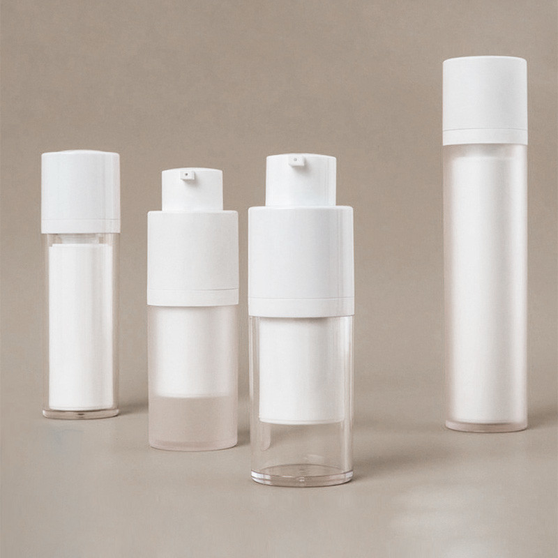Airless Cosmetic Non Spill Cream Pump Bottle Travel Dispenser Refillable Containers