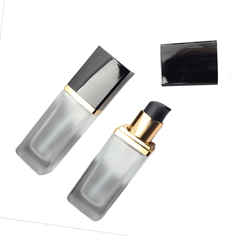 Airless Square Glass Lotion Bottle For Essence Liquid Foundation Cosmetics